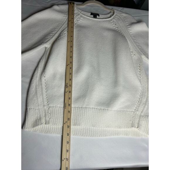 J. Crew White Pullover Sweater with Pointelle stitching Cotton size XL classic - Picture 6 of 11